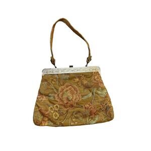 Faye Mell Floral Tapestry Brocade Handbag Purse 50's Vintage